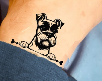 Miniature Schnauzer Dog Temporary Tattoo (set of 6)