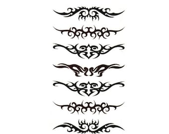 Tribal Scrolls Temporary Fake Tattoo Bold Body Art Transfer Waterpoof Fancy Dress