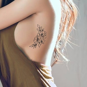 3 Flower Sideboob Temporary Tattoo (Set of 2)