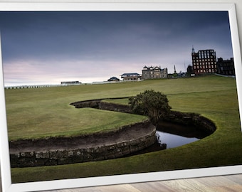 St Andrews 18th hole photo wall art, home of Golf, printable golf decor,the 19th in sight, golf gift, Swilken Burn, Old Course