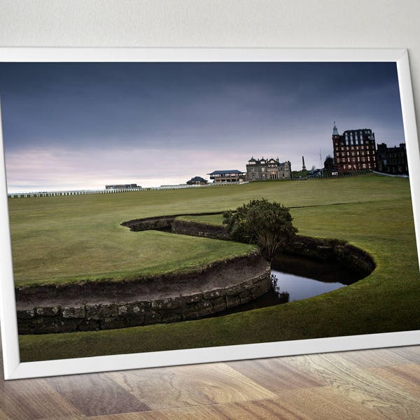 St Andrews 18th hole photo wall art, home of Golf, printable golf decor,the 19th in sight, golf gift, Swilken Burn, Old Course