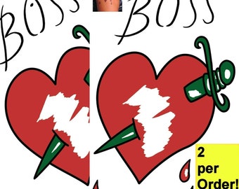 2 Boss,Frank N Furter Rocky Horror Show Heart Temporary Tattoo for Fancy Dress