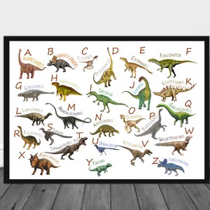 Printable Dinosaur Alphabet Poster Chart, ABC , Alphabet Print, Printable A to Z, Kids Wall Art, Dinosaur ABCs, Dinosaur Playroom Nursery