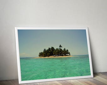 Wüsteninsel Poster, Shipwrecked on, Sand Strand Moderne Wandkunst, Digitaler Download, Schlafzimmer Dekor, Palmeninsel Foto, Türkis Blaues Meer