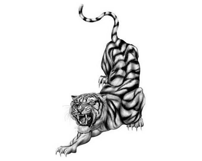 4 Bögen Temporäre Tiger-Tattoos – Wasserfest, Hält 4–6 Tage, Einfach Aufzukleben