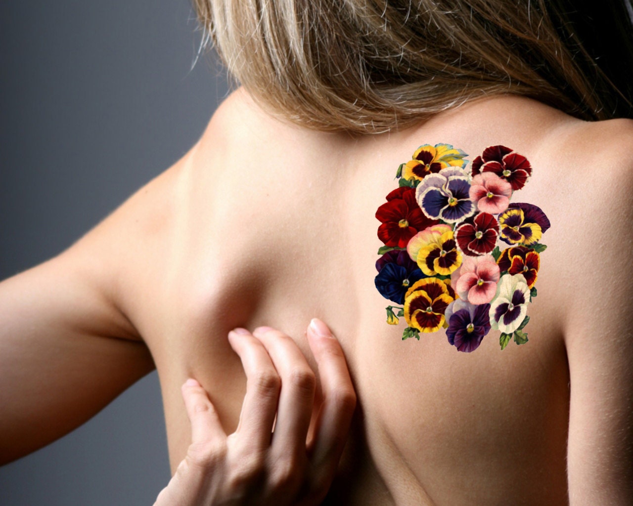 Tatuaje temporal de flor de pensamiento posy de pensamientos - Etsy España Tatuaje temporal de flor de pensamiento posy de pensamientos - Etsy España