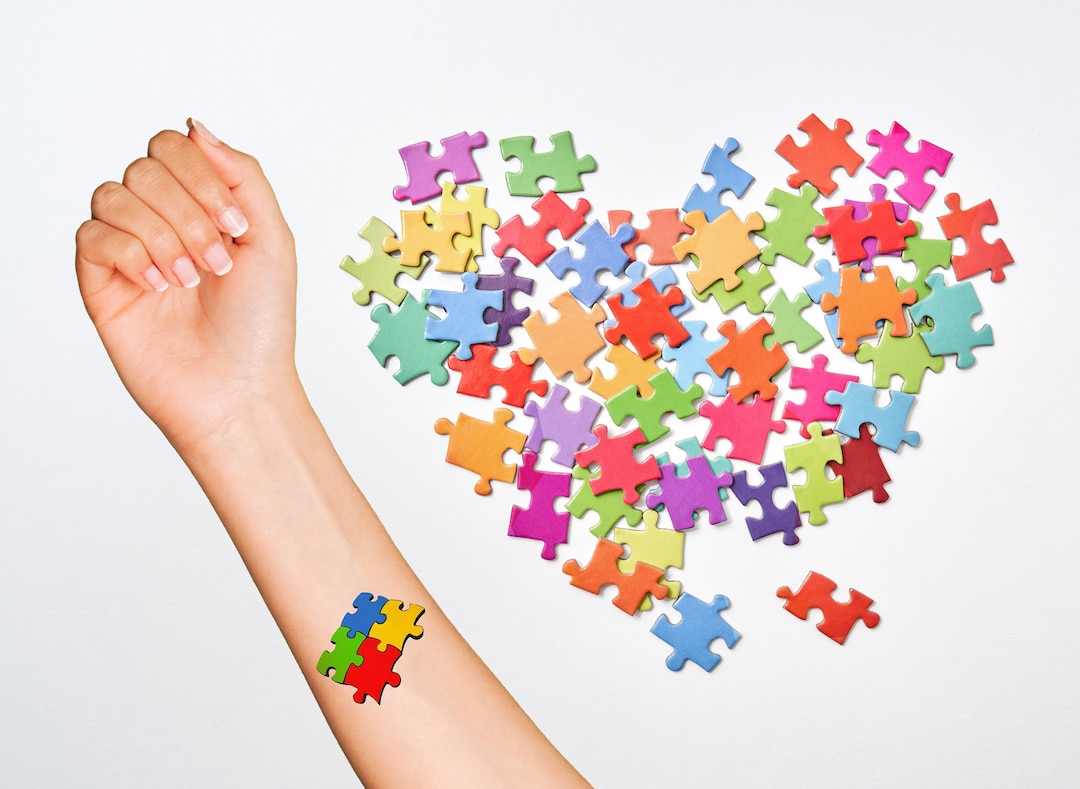 Jigsaw Piece (set of 2) Temporary Tattoo Autism Aware - Etsy