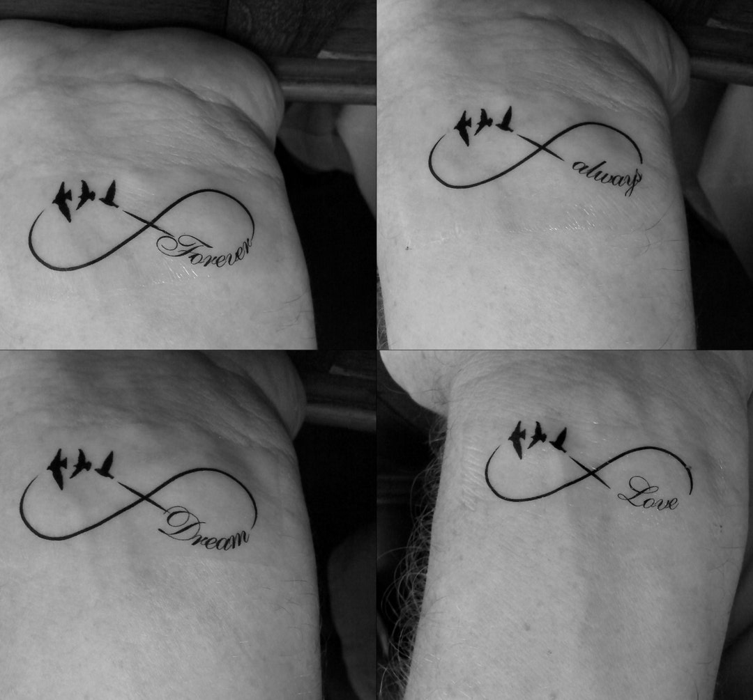Wrist Tattoo Temporary Infinity Birds Always Forever Love 