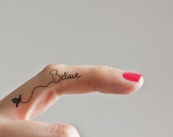 Waterproof Finger Temporary Tattoo, I Believe, or apply on your wrist, neck or ankle tattoos