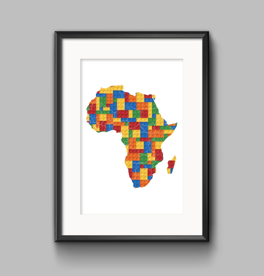 Printable Building Block Africa Map Print, Building Block Decor