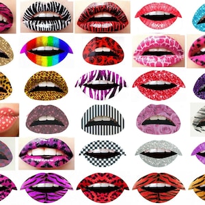 2 Lip Sticker Temporary Tattoo Transfers Celebrity Party Fancy Dress Lipstick Art for Party or Fancy Dress