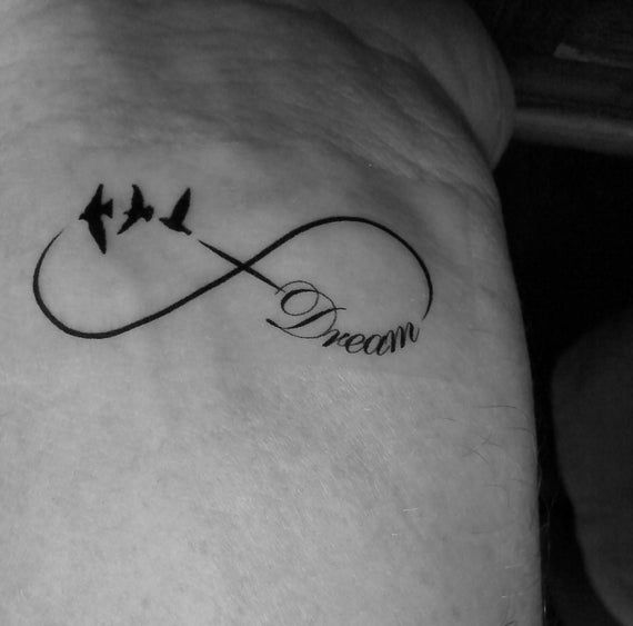 Poignet Tatouage Temporaire Infini Oiseaux Toujours Toujours Amour Rêve Imperméable à Leau Design Au Choix