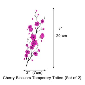 Cherry Blossom Set of 2 Floral Temporary Tattoos image 2