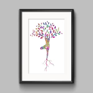 Printable Yoga Tree Pose, Wall Art, Vriksasana pose, Yoga Print, Yoga Watercolor, Yoga Studio, Yoga Decor, Yoga Wall Decor, Yoga