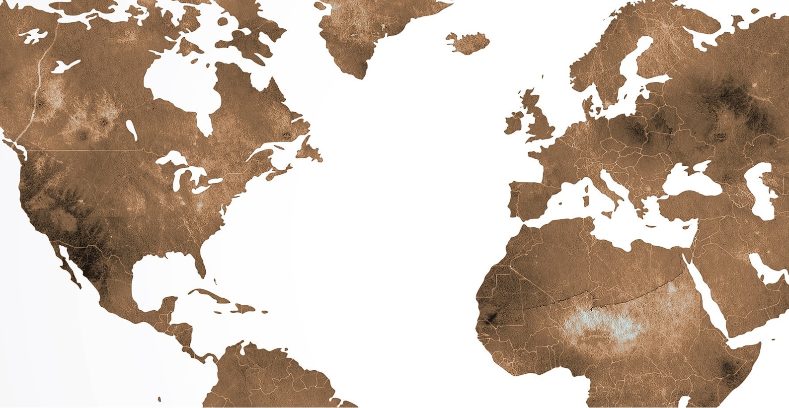 Printable Brown World Map Cappuccino Watercolour Map Print Etsy