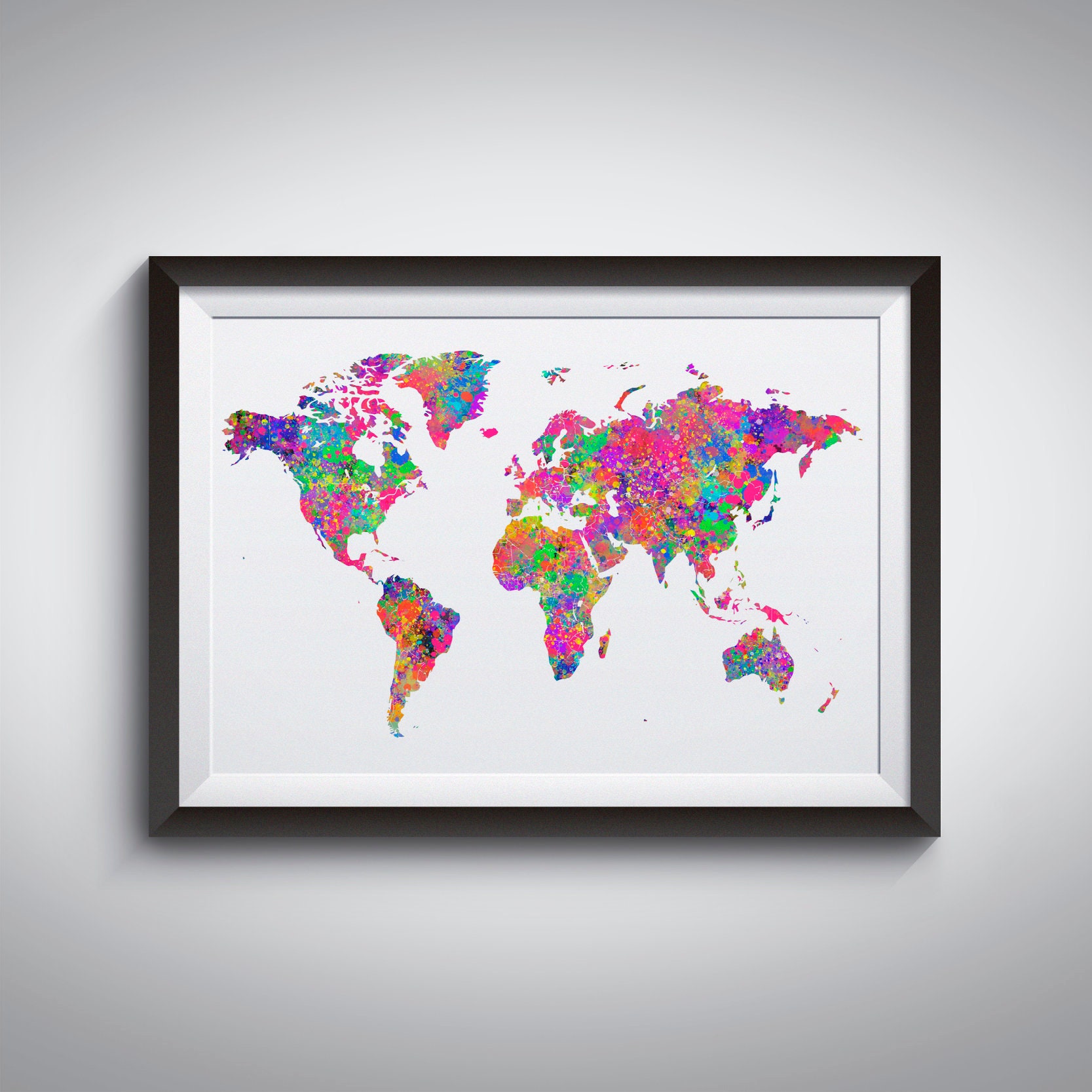 Printable Watercolor World Map Print Travel Splatter Wall Art Wedding ...