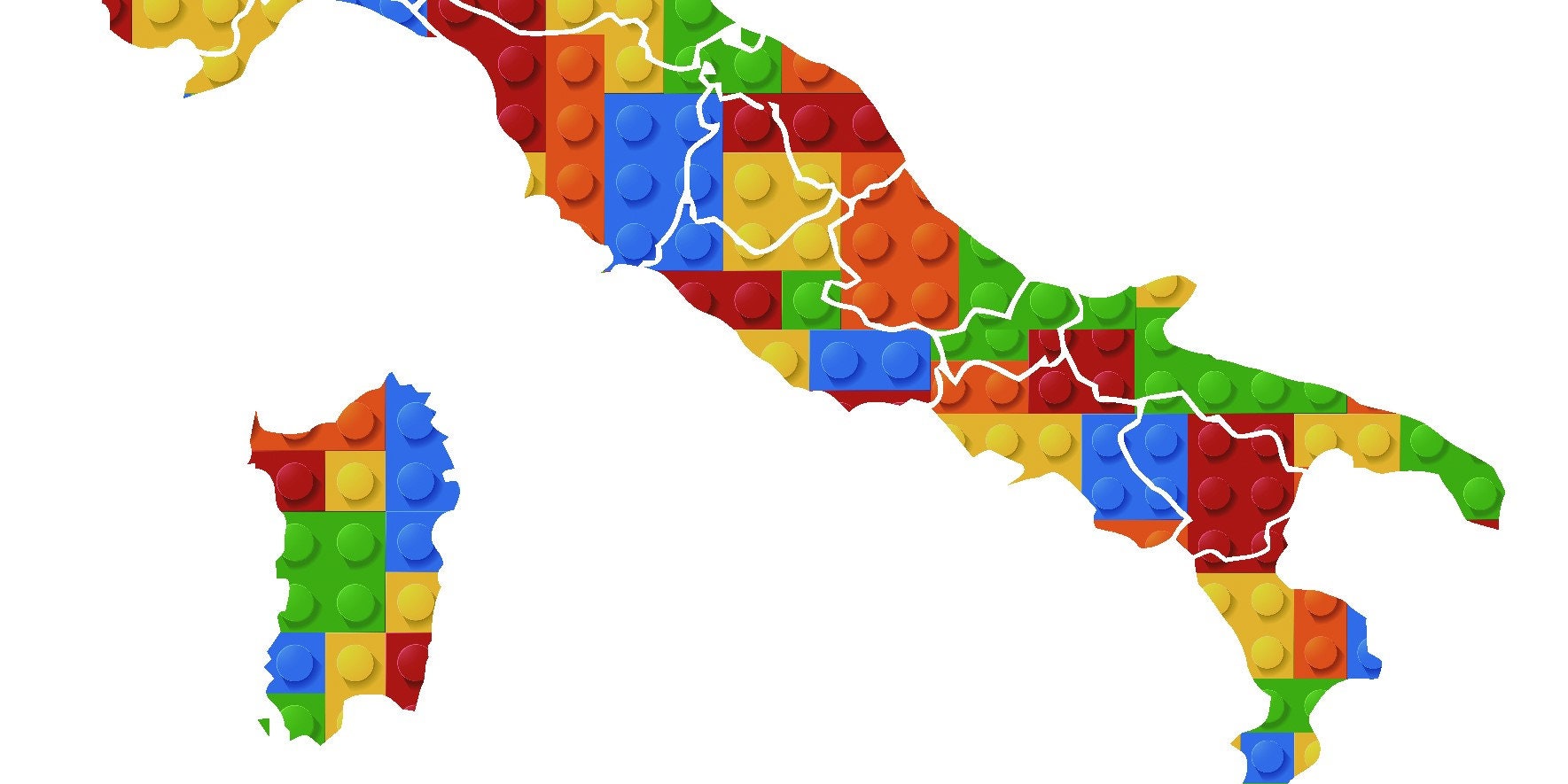 Printable Building Block Italy Map Print, Builing Block Decor, Building ...