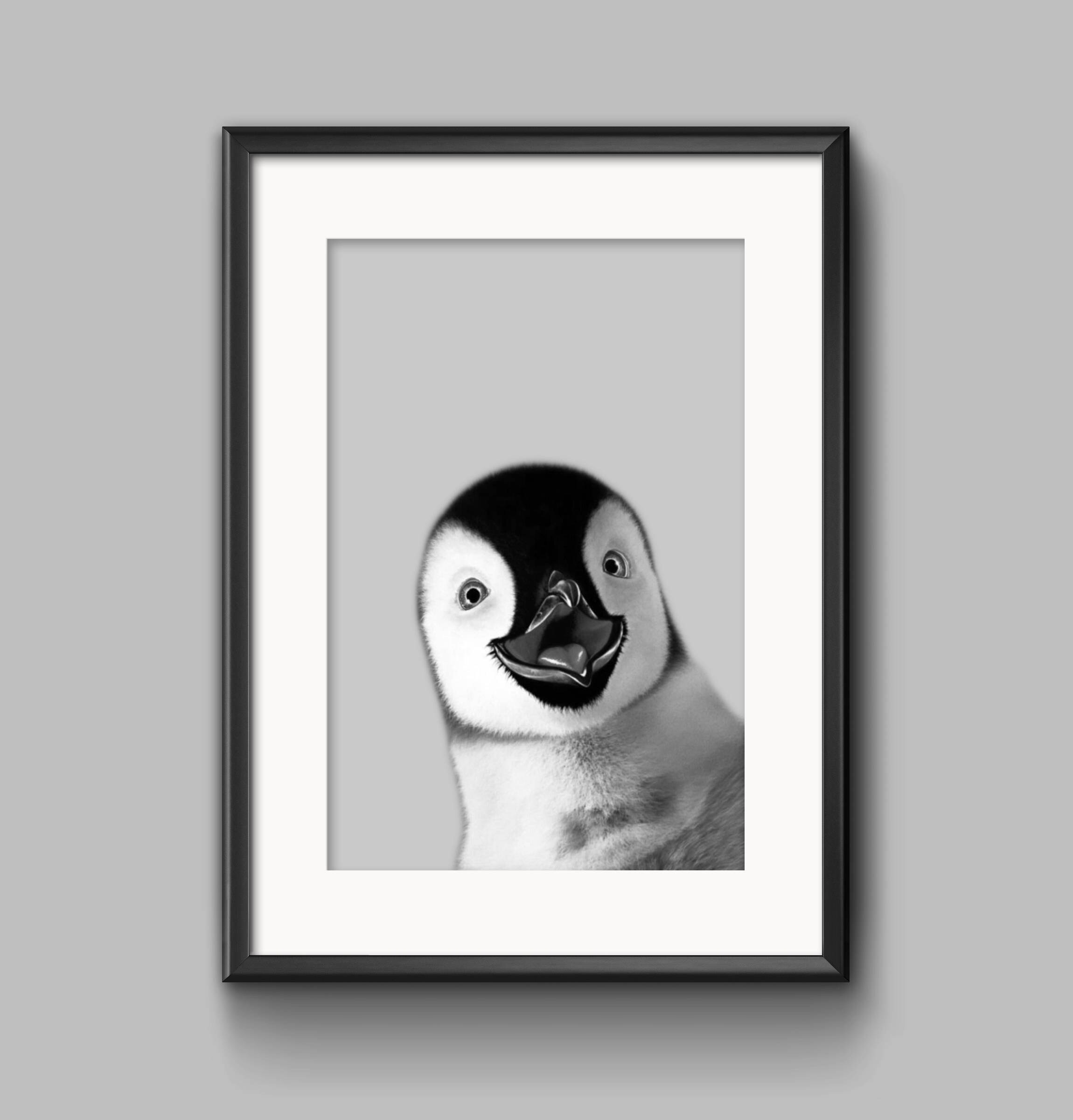 Penguin Print, Nursery Wall Art Decor, Large Printable Kids Room Poster, Peekaboo Art, Baby Shower, Happy Penguin Photo, Winter Art
