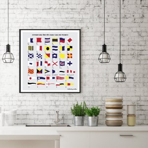 NAUTICAL Signs and Flags PRINTABLE illustration- International Maritime Signals and Flags 12x12&quot; Printable Wall Art Nautical ABC Beach decor