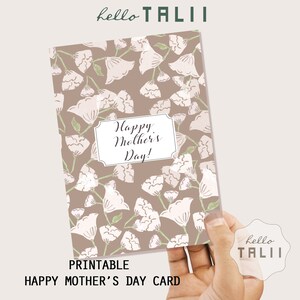 Mother's DAY PRINTABLE CARD- Happy Mothers Day Floral Card Vintage Flowers Bouquet in Kraft Paper Background + Blank Card Mommy's Day Card