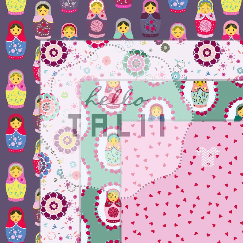 MATRYOSHKA DOLLS Digital Paper Russian Nesting Dolls - Etsy