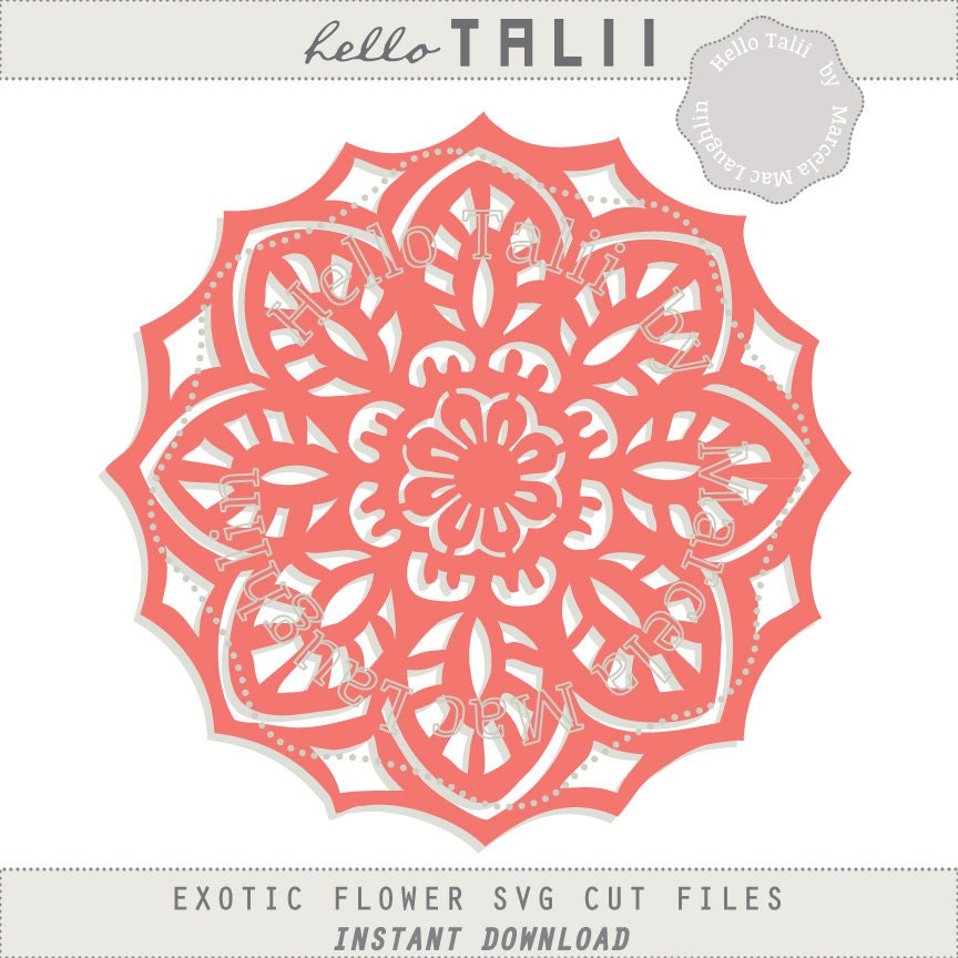 Download FLOWER Die Cut SVG Exotic Flower Embellishment Hand drawn ...