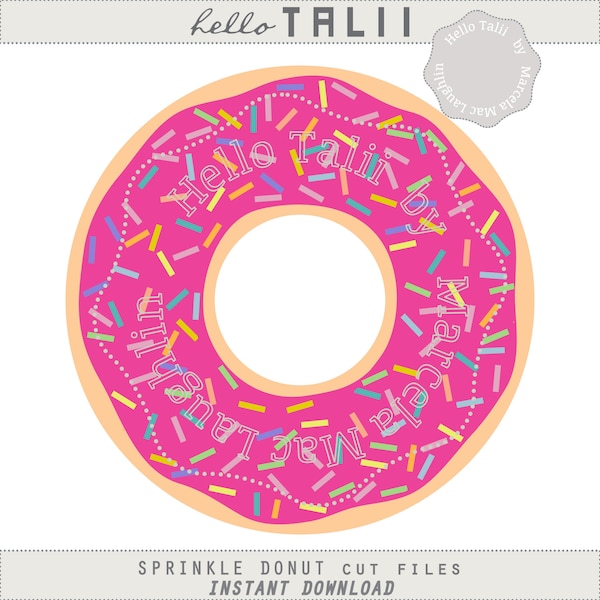 SPRINKLES DONUT SVG Cut Files for Cricut Silhouette- Pink Donut with Rainbow Confetti Sprinkles Svg + Dxf + Studio3 + Png + Eps for Crafts