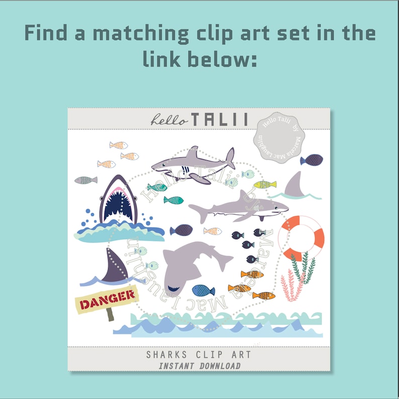 SHARKS Digital Paper Shark Attack Backgrounds Boys Patterns Etsy