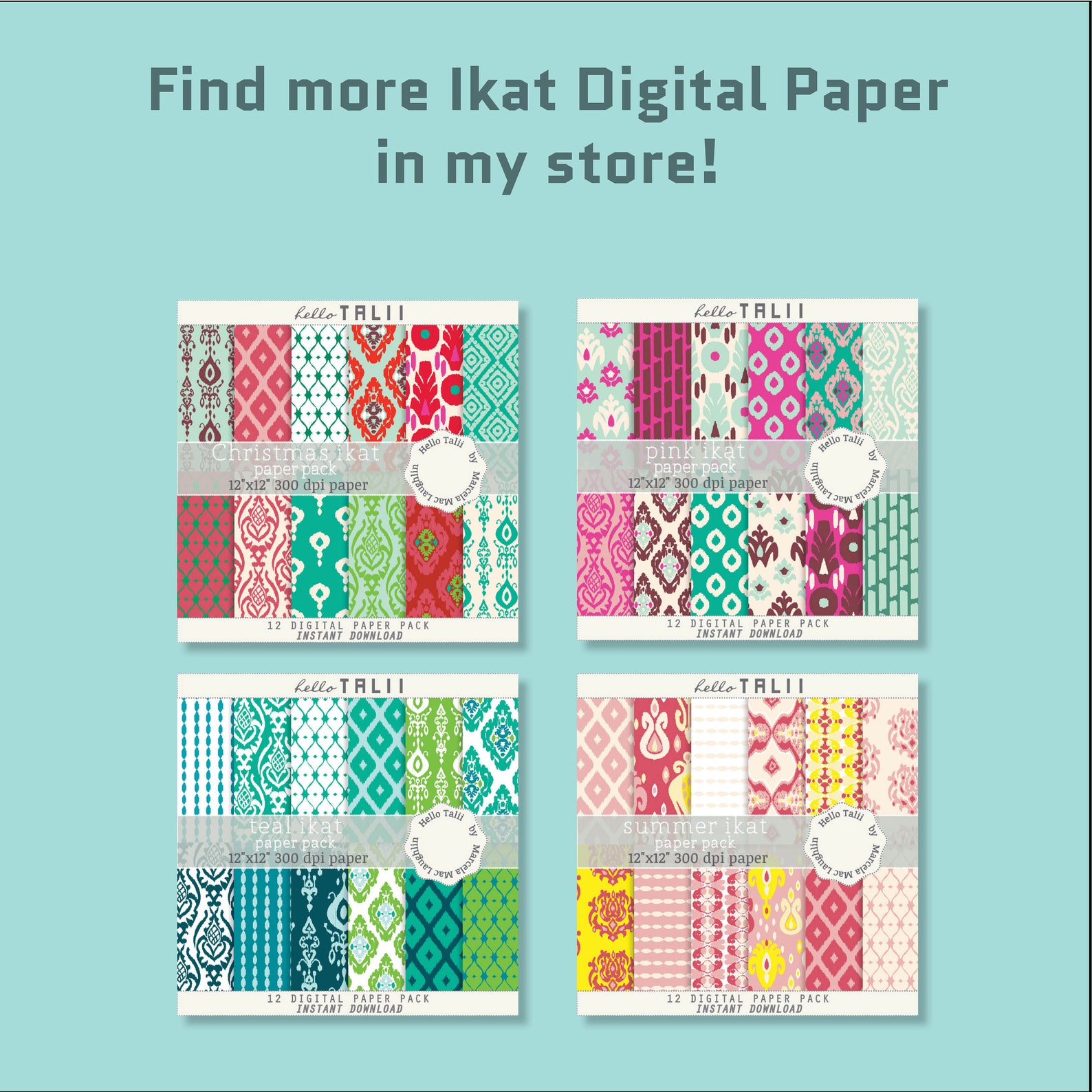 Ikat Digital Paper FALL IKAT Pattern- Tribal Backgrounds Autumn ...