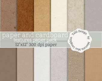 Paper and Cardboard Textures DIGITAL PAPER- Kraft paper White paper Corrugated Cardboard Recycled Eco Friendly Grey Cardboard Backgrounds