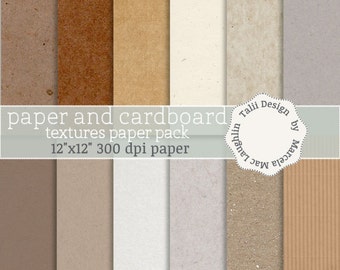 Cardboard and Paper Textures DIGITAL PAPER– Scrapbook Backgrounds Grey White Beige Kraft paper Recycled Eco Friendly INSTANT download