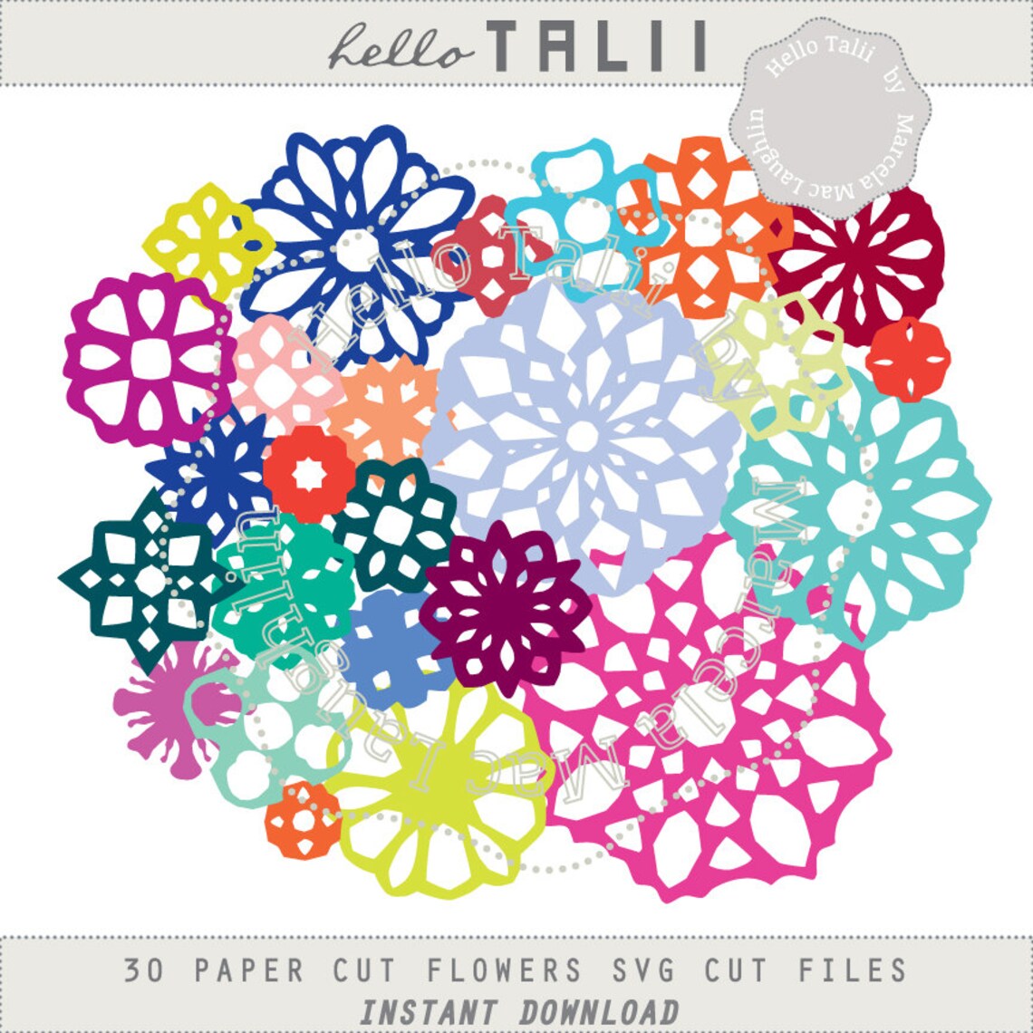 Download Paper Flowers SVG Cut Files 30 Hand cut KIRIGAMI Flowers ...