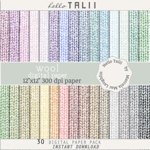WOOL DIGITAL PAPER- 30 Rainbow pastel colors Wool Textures Thin Jersey Knitting Backgrounds Winter Paper Ugly Sweater Day Cards Baby Shower