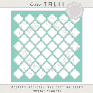 Mosaics Stencil SVG CUTTING FILES- Digital Trellis template Quatrefoil overlay Tiles Pattern Svg Dxf Studio3 Png clipart Mosaique arabesque