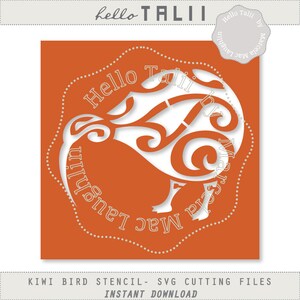 Kiwi Bird Stencil SVG cutting files- DIY digital stencil Tribal Kiwi New Zealand Bird Template Svg+ Dxf+ Png+ Studio3 for Silhouette Cricut