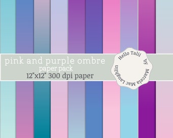 PASTEL OMBRE Digital Paper- Pink Purple and Teal Ombre Backgrounds Pink Gradient Textures Soft Pastel Watercolor Paper for decor cards craft