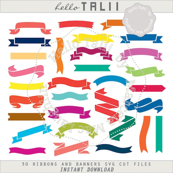 Ribbons Banners Svg Cut Files 30 Ribbons Digital Svg Dxf Etsy