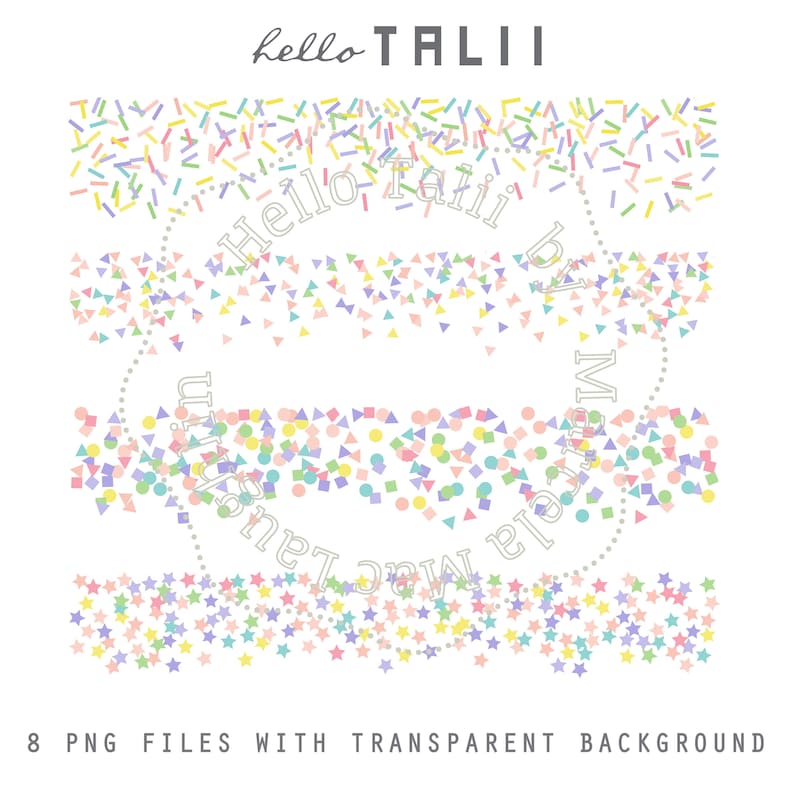 RAINBOW PASTEL Confetti Borders Clip Art 8 digital Borders Etsy