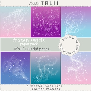 FROZEN Digital Paper- Frozen Swirls Backgrounds Pink Purple Teal Ombre Soft Pastel Gradient Blurred Textures with glitter starry swirls