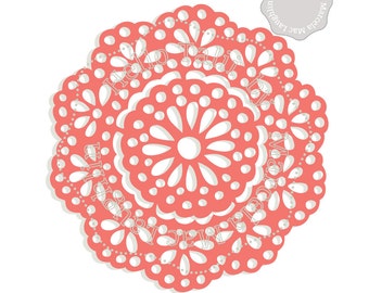 DOILY SVG Cut file- Hand drawn Doilies Digital Flower Die Cut Template Svg Dxf Studio3 +Png files Silhouette Cricut Sure Cuts Round Mandala