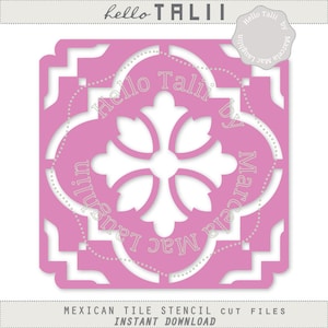 Mexican Tile Stencil DIGITAL SVG + Clipart- DIY Stencil Digital Flower Tile card tag wall art decor Svg Dxf Studio3 cut files Silhouette