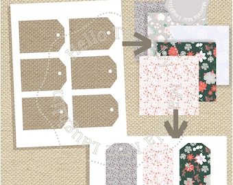 Big TAGS Photoshop Template- 3.5 x 2.5 inches Tags Editable PSD Layered Template Tags Collage Sheet Digital DIY Manila tags  for Gifts