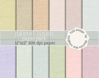 PASTEL LINEN Digital Paper- Soft Linen Textures in Pastel Rainbow colors Fine Fabric Backgrounds for cards invitations baby shower weddings