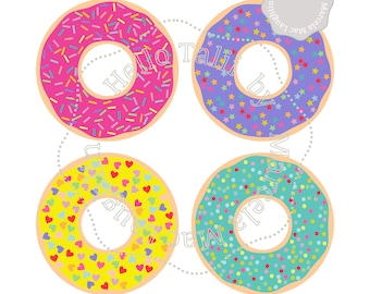 4 DONAS COMBO con Lunares Estrellas Corazones Confetti de Colores Archivos de Corte Svg+ Dxf+ Eps+ Studio3+ Png para fiestas cumpleaños deco