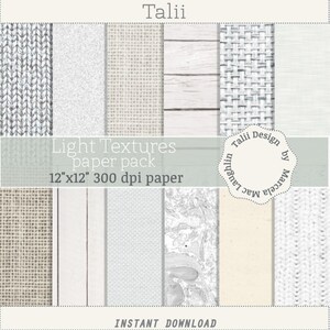LIGHT TEXTURES Digital Paper- White Wood Carrara Marble Glitter Linen Burlap Wool Rustic Wood Recycled Paper Natural Textures background