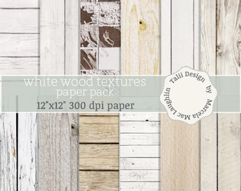 White Wood DIGITAL PAPER- White painted wood textures light wood backgrounds distressed wood grain shabby chic rustic wedding wood blocks