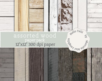 WOOD BACKGROUNDS- White Wood + Dark Wood DIGITAL Paper Distressed wood Wood grain Rustic wood Crakled Paint for Weddings Scrapbooking