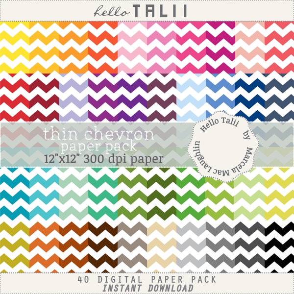 Thin Chevron DIGITAL PAPER- Fine CHEVRON backgrounds Rainbow bright and pastel colors Zigzag Party Paper Scrapbooking Decor Cards Invitation