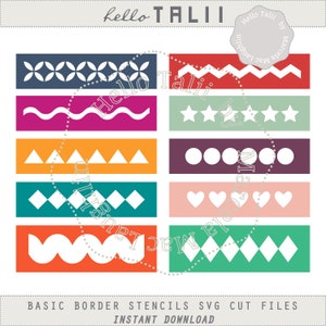 STENCIL BORDERS SVG Die Cut Files- 10 Basic Geometric Borders Templates for Stencils Svg+ Png+ Studio3+ Dxf Cut files for Silhouette Cricut