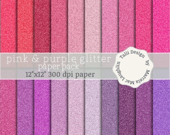 Pink Glitter DIGITAL PAPER- 20 Glitter Backgrounds in pink violet purple sparkle textures Girl Birthday Party Decor Cards Scrapbooking Craft